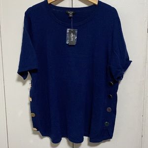 Lord and Taylor private label sweater with gold tone buttons